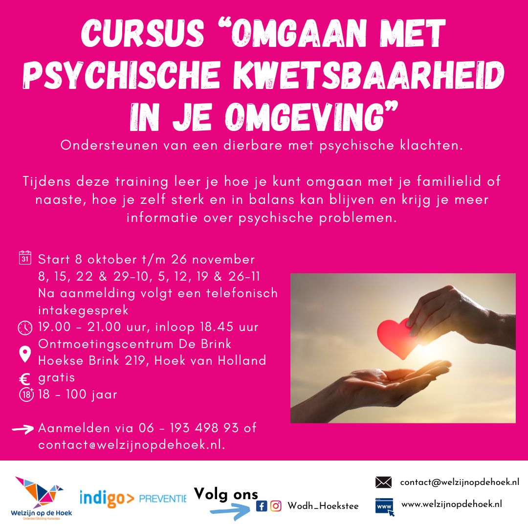 Cursus “Omgaan met Psychische kwetsbaarheid in je omgeving”